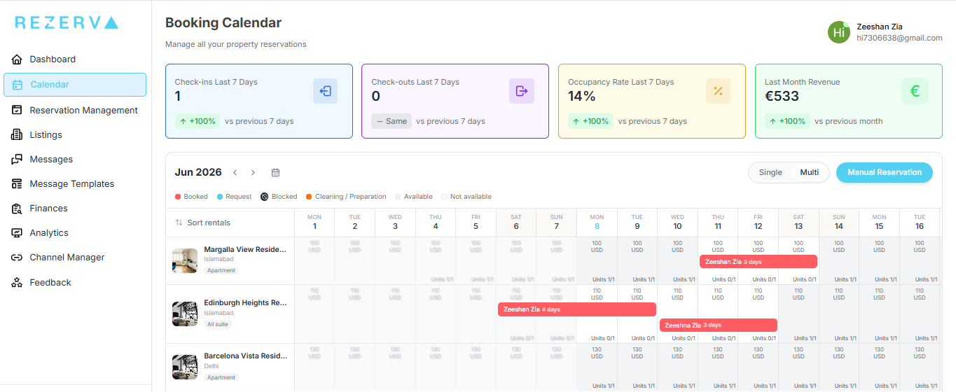Booking Management & Unified Calendar screenshot
